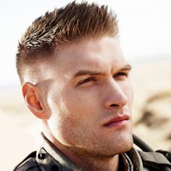 Undercut haircut in military style