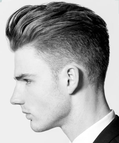 Brushed back handsome fade haircut