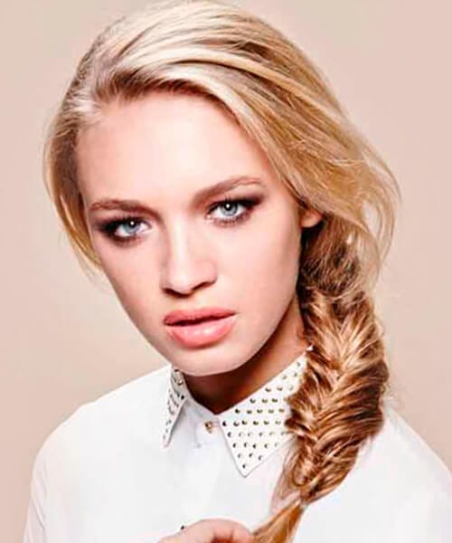 Foxy fishtail braid hairstyle for long hair