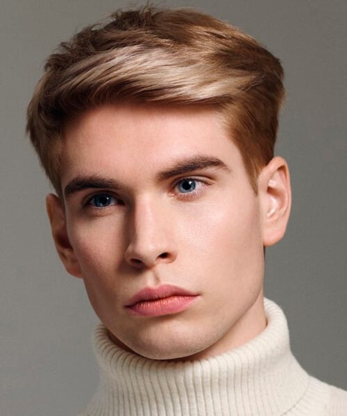 Traditional short blonde hairstyle for men