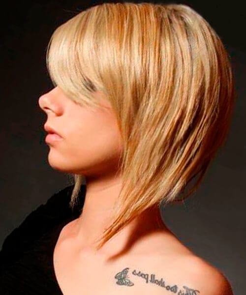 Sleek elongated bob hairstyle for thick hair