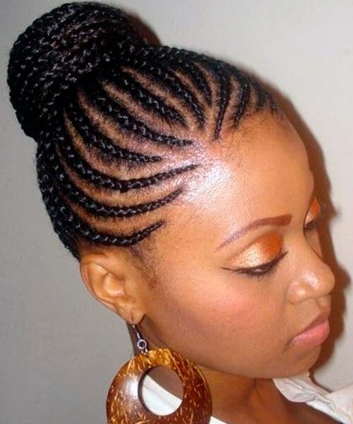 Braids in a bun natural hairstyle for African American women