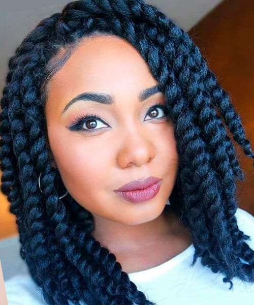 Jumbo Havana twists natural hairstyle for medium length hair