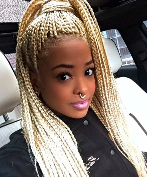 Blonde Micro Braids Hairstyles