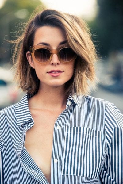 Voluminous lob summer hairstyle for medium hair