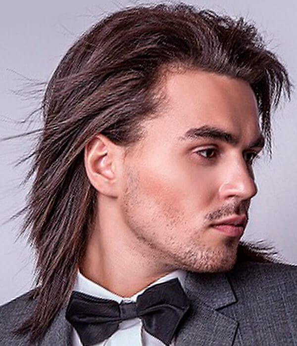 Simply straight and long men’s haircut