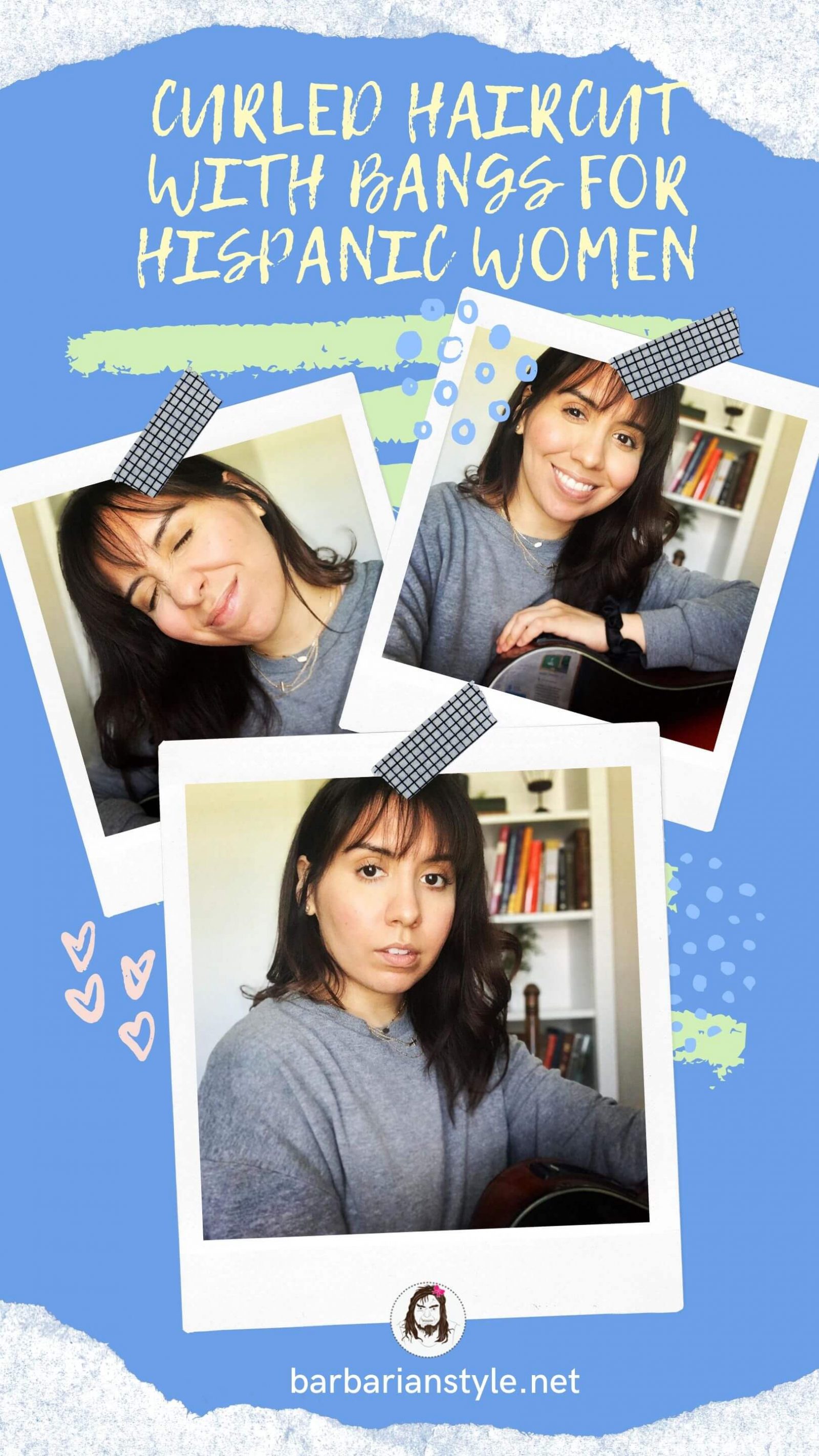 curled haircut with bangs for Hispanic women