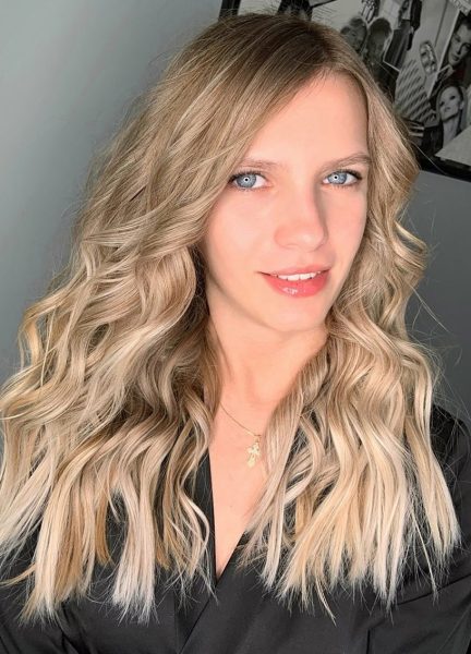 lovely blonde highlights for long curly hair