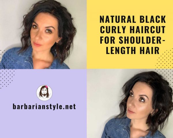 natural black curly haircut for shoulder-length hair