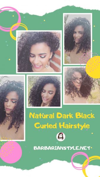 natural dark black curled hairstyle