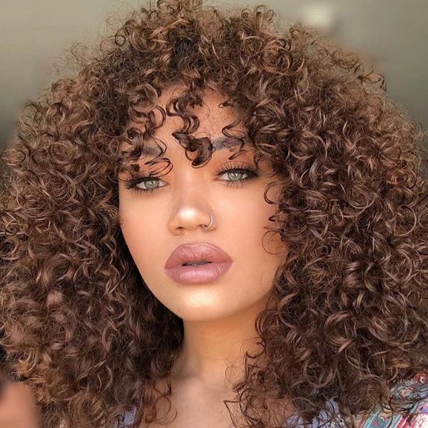 Cool Afro Curled Haircut for Medium-Length Hair
