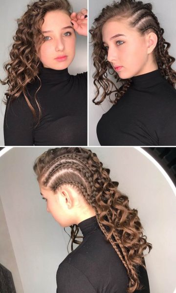 Curled Hairstyle with Braids