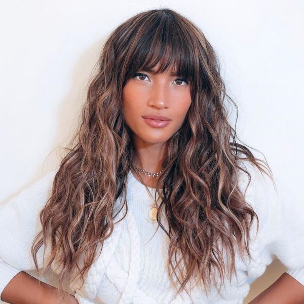 Cute Long Wavy Hairstyle with Bangs