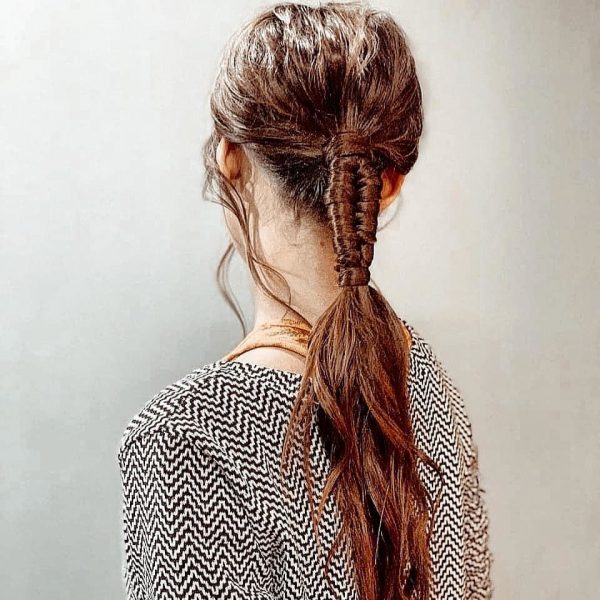 Long Braided Ponytail for Wavy Hair