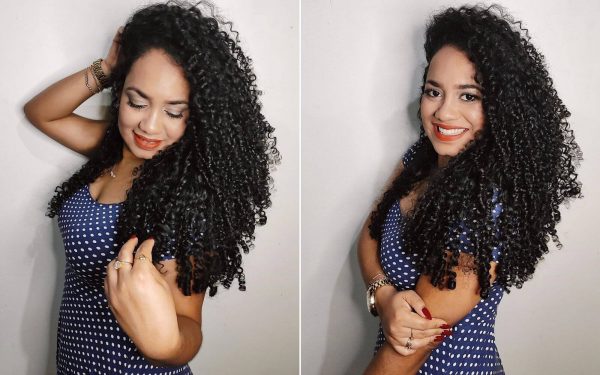 Long Dark Black Hairstyle for Curly Hair