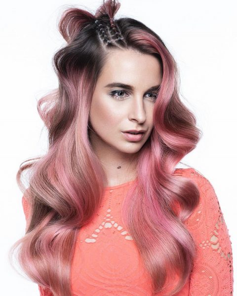 Long Pink Hairstyle with Finger Waves