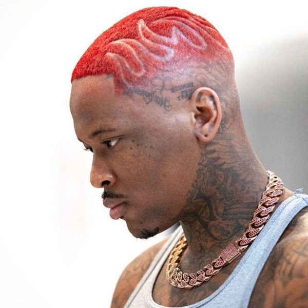 Male Short Undercut with a Red Hair Design