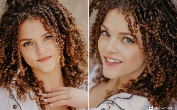 Medium-Length Brown Curly Hairstyle for Any Season