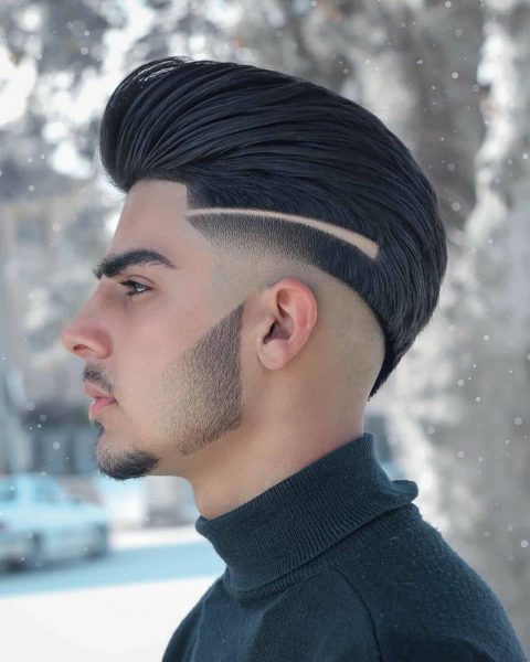 Mid Fade with Slick Back