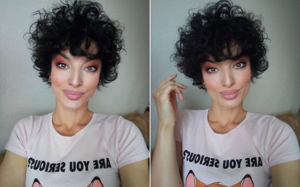 Short Curly Hair with Bangs for Women with Round Face