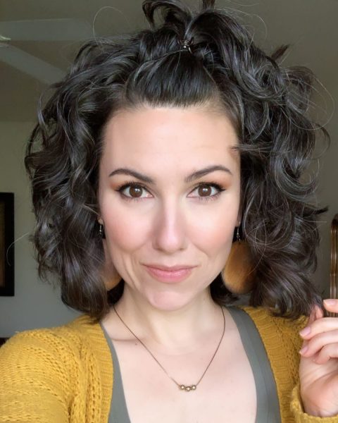Short Curly Haircut for Black-Haired Females