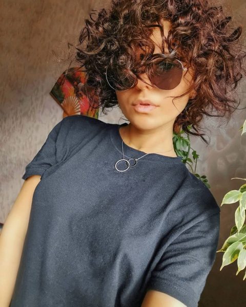Short Curly Hairstyle for Dark Brown Hair Color