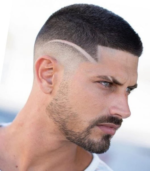 Short Hair cut Design with a Line for Shaved Males