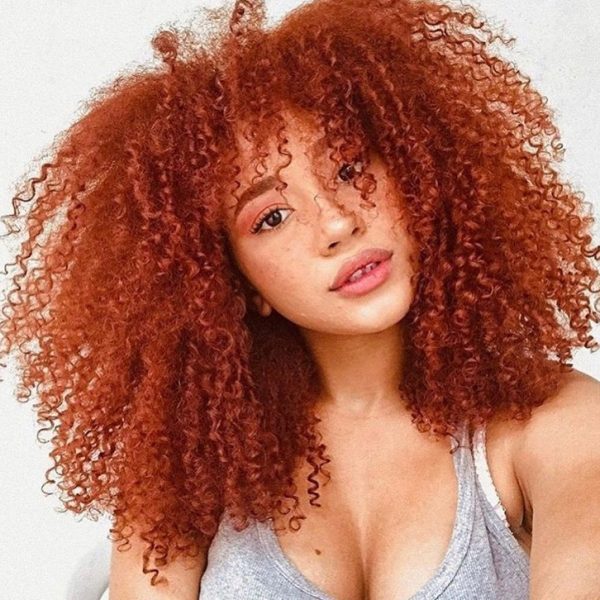 Shoulder-Length Haircut for Afro Red Hair