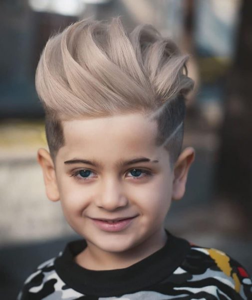 Textured Pompadour with a Hair Design for Boys