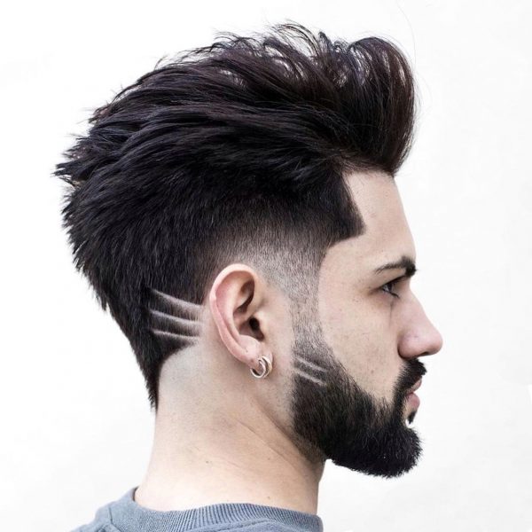 Brushed Back Hairstyle with Full Beard