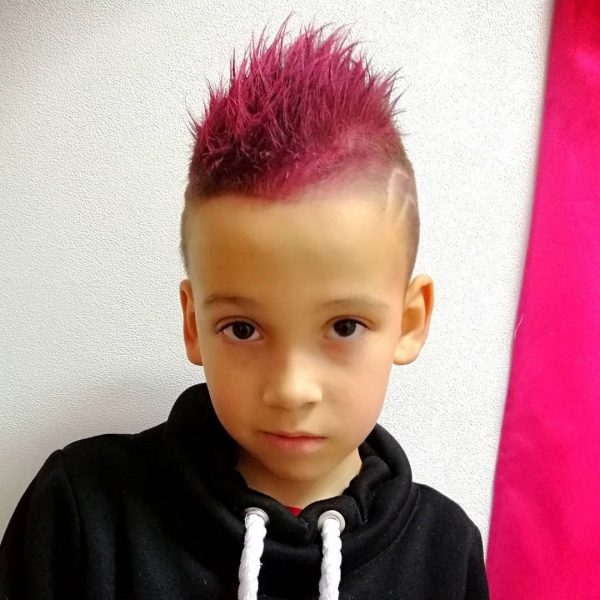Cool Mohawk Pink Color Haircut for Kids