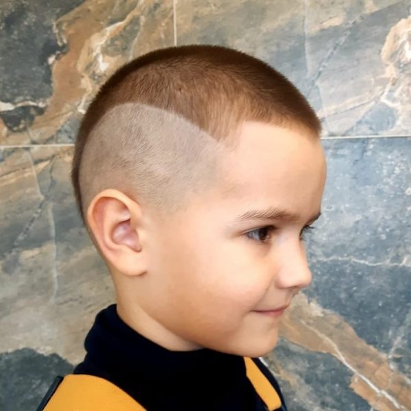 High Fade Undercut with Triangle Design for Toddler Boys