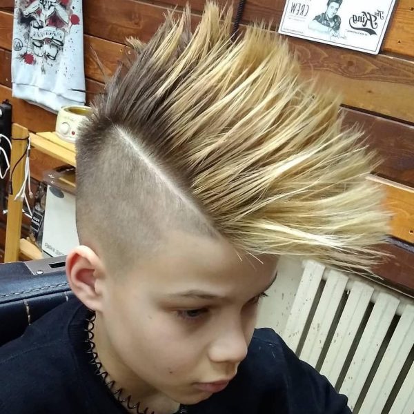 Highlighted Mohawk and Skin Fade Haircut