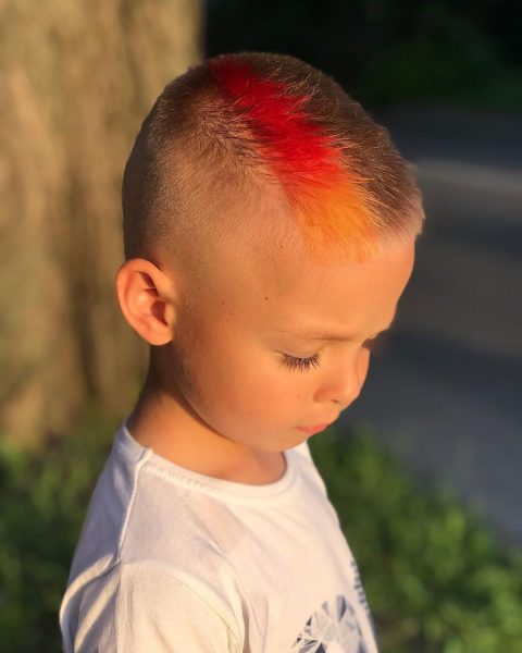 Kids Orange Hair Undercut Design - side view