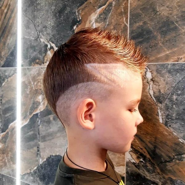 Mohawk Undercut Hairstyle with Medium Fade for Kids - side view