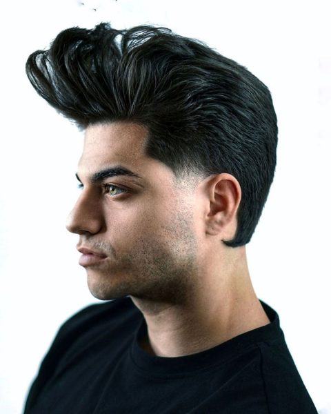 Pompadour Hairstyle with Stubble