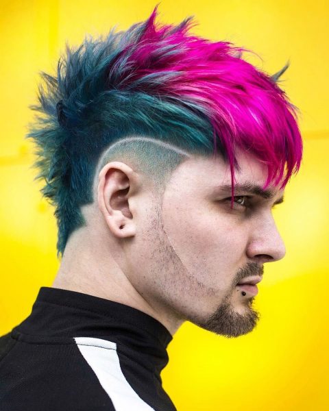 Rainbow Messy Hairstyle for Guys - side view