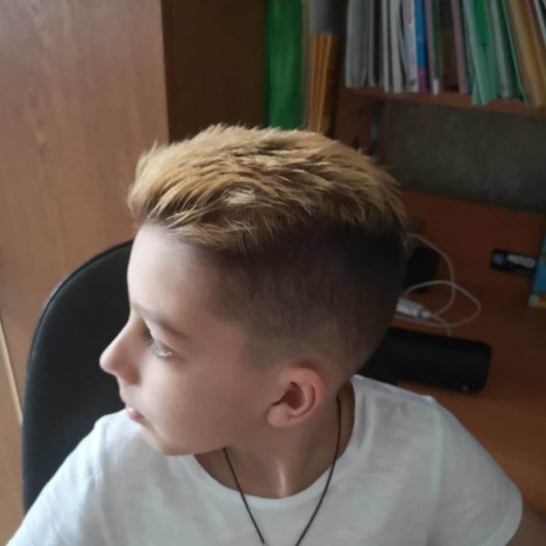 Side Part Thick Hair with Taper Fade - left side view