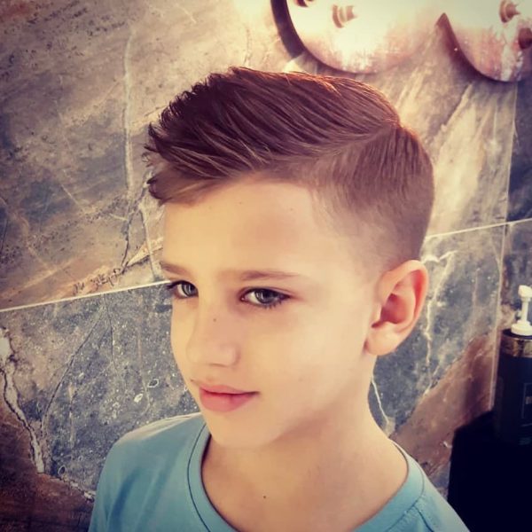 Side Part Undercut Hairstyle with Fade for Kids
