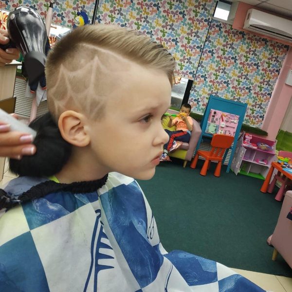 Side Part Undercut Hairstyle with Spiderweb for Boys