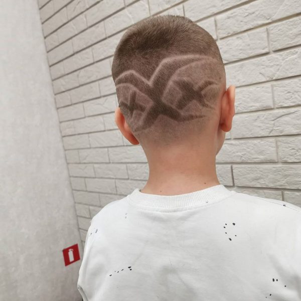 Skin Fade Haircut for Kids with XXX Design