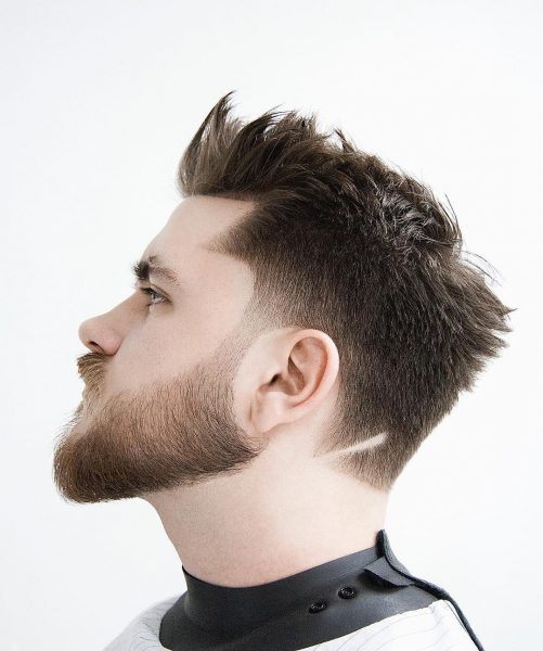 Spiky Undercut Haircut with Fade and Full Beard