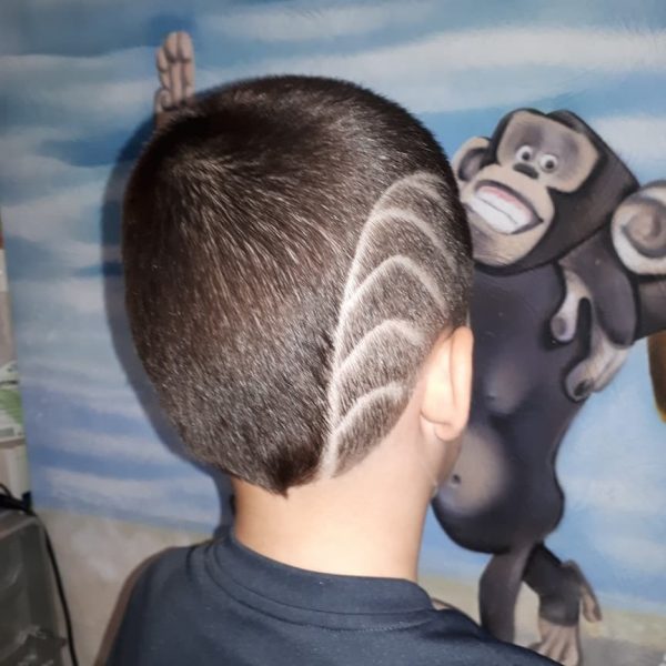 Undercut Design with Lines for Toddler Boys - back side view