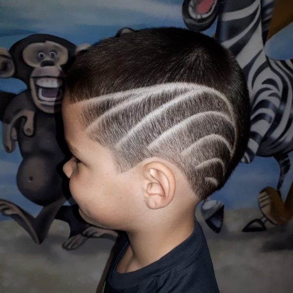 Undercut Design with Lines for Toddler Boys - left side view