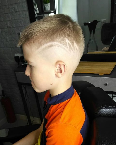 Undercut Design with Long Zig Zag Line for Kids - left side view