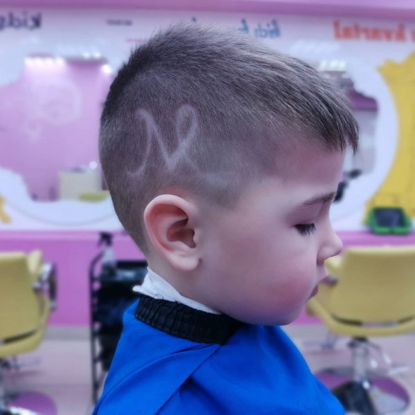 Undercut Haircut with Fringe and Letter M for Toddler Boys