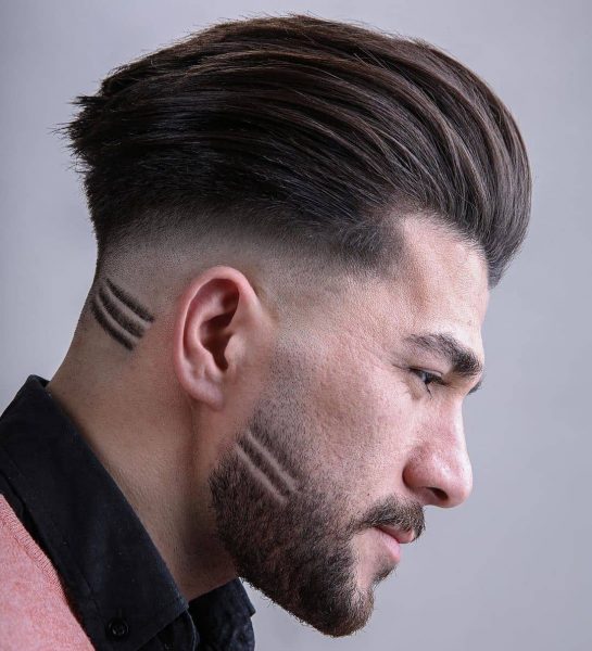 Undercut Quiff Haircut with Skin Fade and Mirror Lines