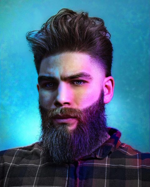 Burst Hairstyle for Powerful Men with Long Beard