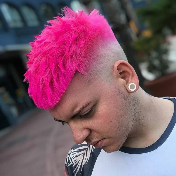 Flash Pink Color Buzz Cut for Young Men