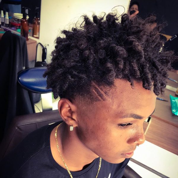 Messy Curly Hairstyle for Young African American Men